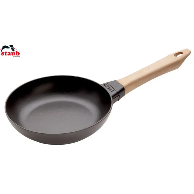 STAUB Poêles*Poêle en Fonte Noir 20 cm Manche Bois