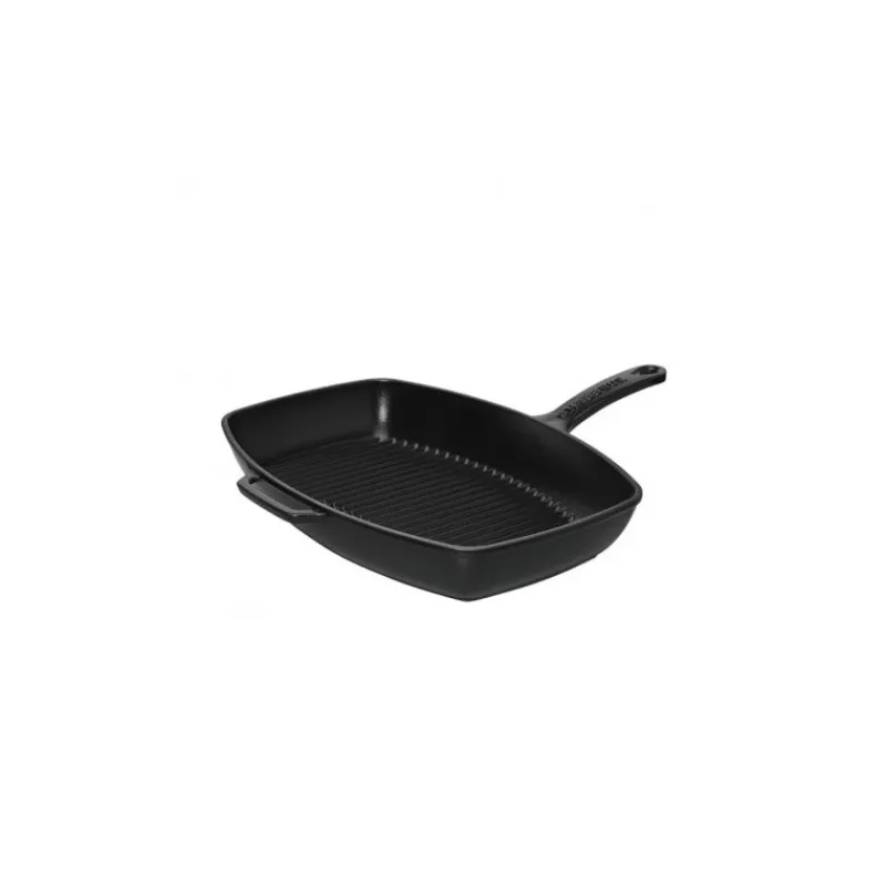 CHASSEUR Grills | Poêles*Poêle-gril en Fonte rectangulaire 28 x 24 cm Noir Mat