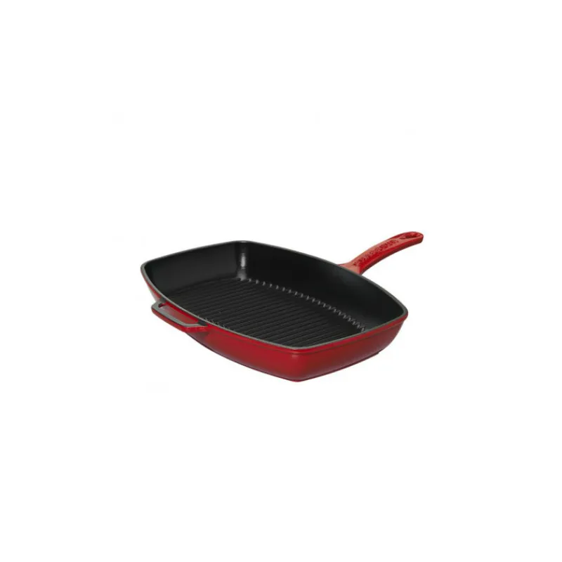 CHASSEUR Grills | Poêles*Poêle-gril en Fonte rectangulaire 28 x 24 cm Rouge