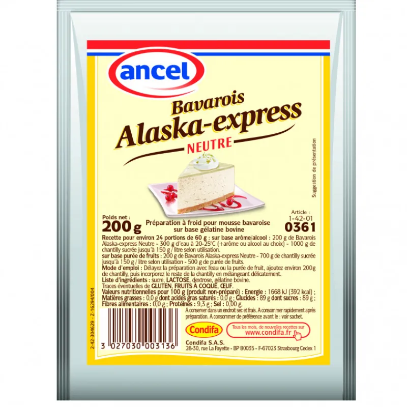 ANCEL Préparation Pâtisserie*Préparation Bavarois Neutre Alaska Express 200g