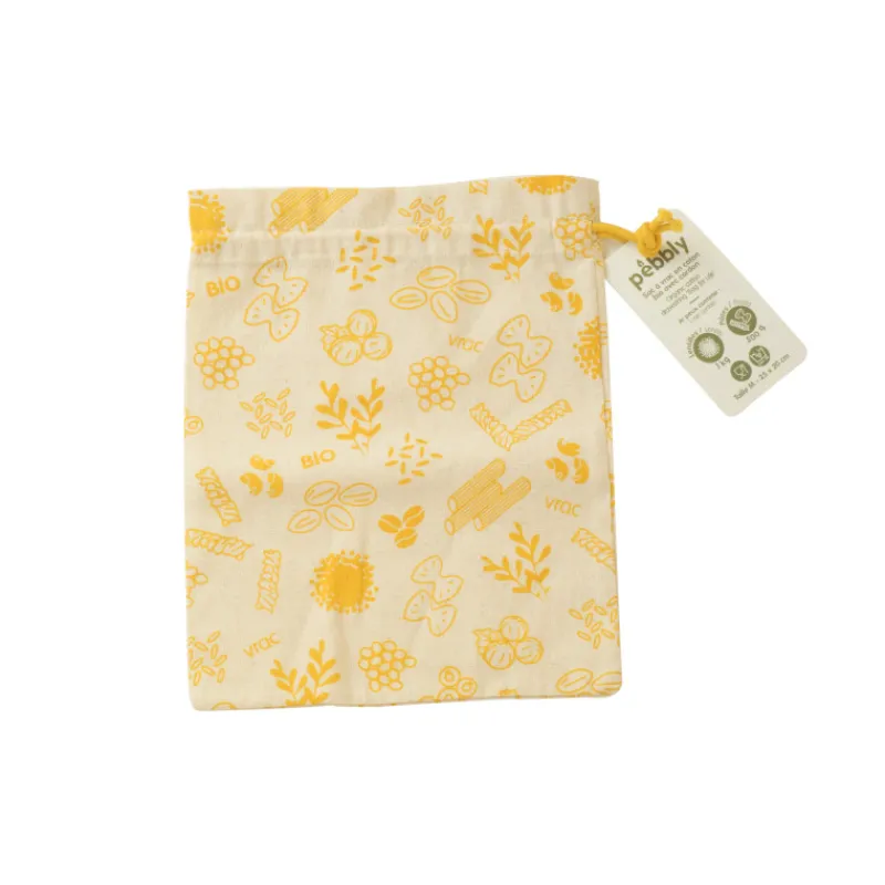 PEBBLY Sac En Tissu*Sac à Vrac Coton Bio Jaune 20 x 25 cm