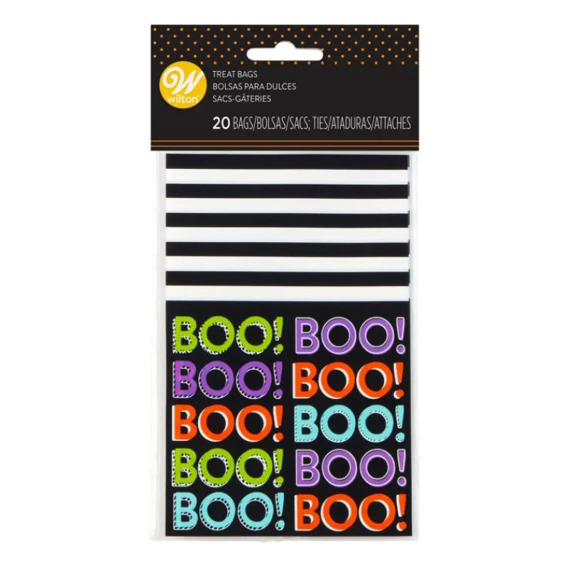 WILTON Emballage Alimentaire*Sachet Bonbon Halloween BOO! 100x155mm (x20)