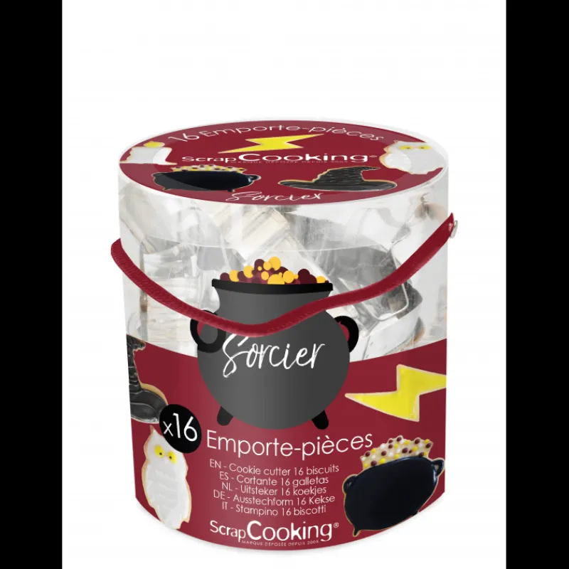 SCRAPCOOKING Emporte Pièce - Découpoir Pâtisserie*Seau 16 Emporte-pièces Thème Sorcier