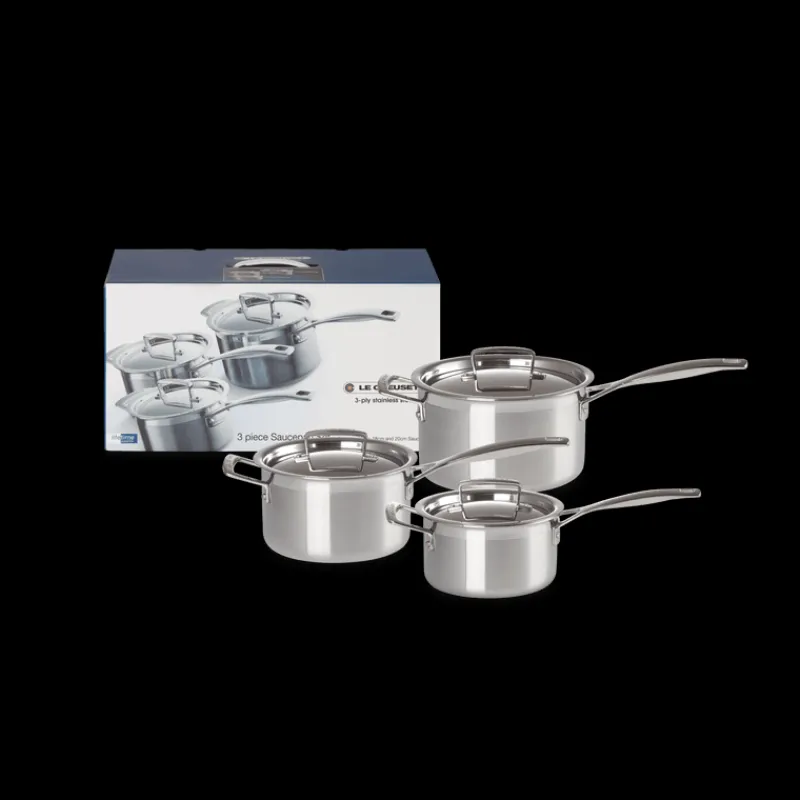 LE CREUSET Batterie De Cuisine | Casseroles*Set 3 Pièces Casseroles Inox avec Couvercle