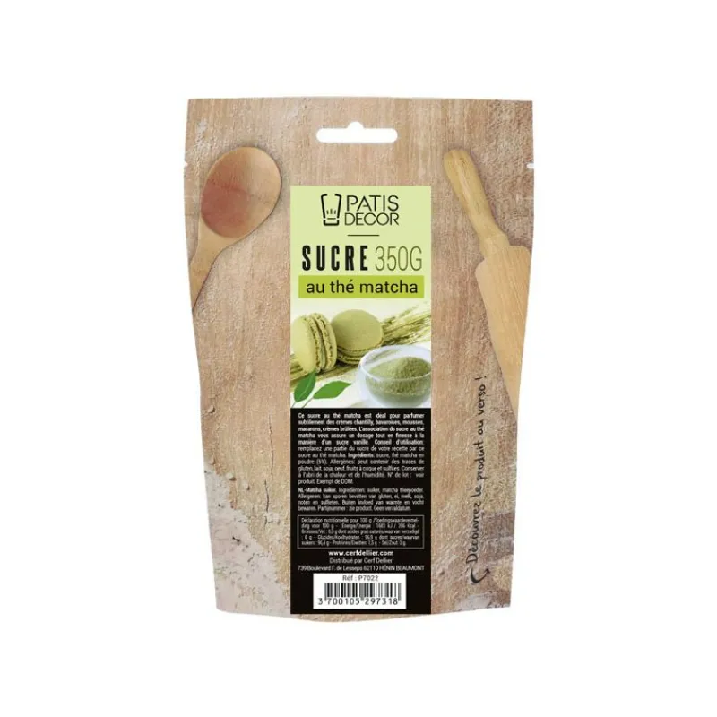 PATISDECOR Sucre*Sucre Aromatisé Thé Matcha 350 g Patisdécor