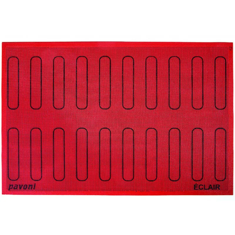 PAVONI Tapis Silicone Pâtisserie*Tapis Silicone Micro-perforé Éclair 12,5 x 2,5 cm (x20)