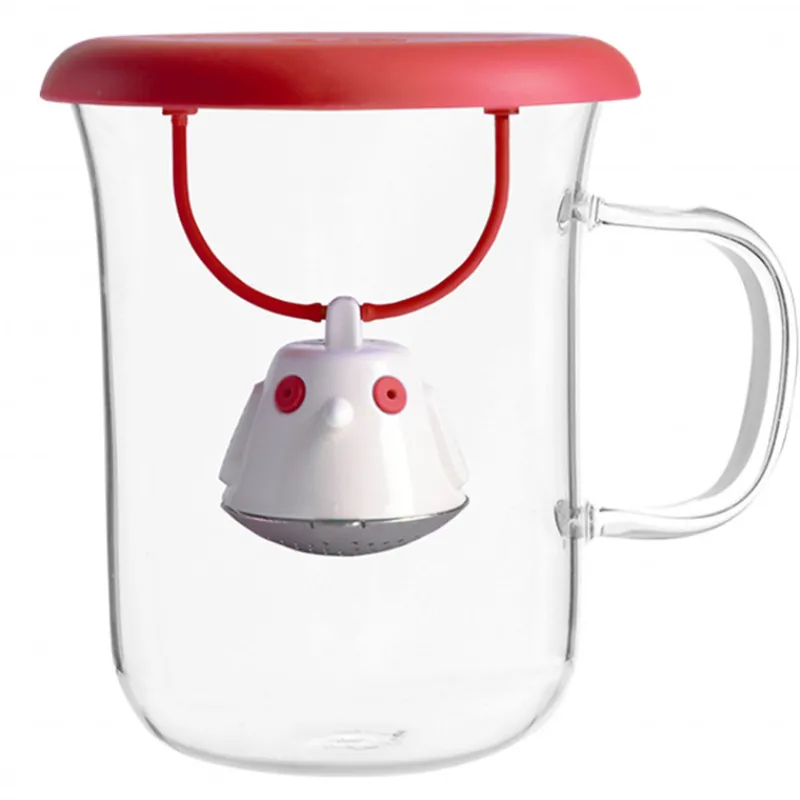 Cuisine Addict Vaisselle*Tasse à Thé avec Infuseur et Couvercle Rouge 400 ml QDO