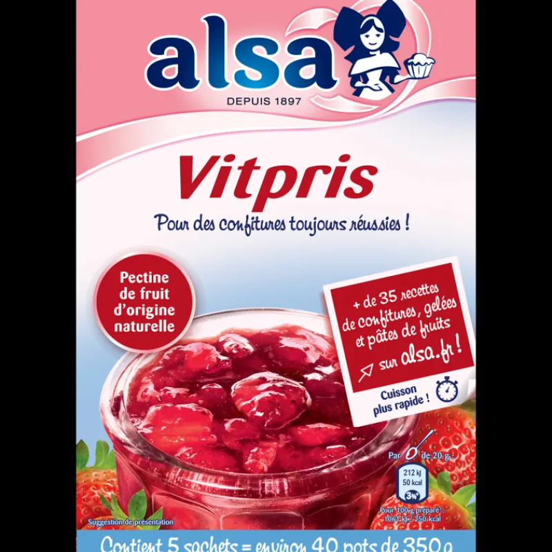 ALSA Additifs Alimentaires*Vitpris Pectine de fruits pour confitures 188g